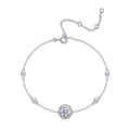 Round-Cut Moissanite Halo Station Bracelet in 925 Sterling Silver