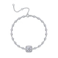 Round-Cut Moissanite Cushion Halo Bracelet in 925 Sterling Silver