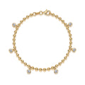 Round-Cut Moissanite Beaded Station Charm Bracelet in 925 Sterling Silver
