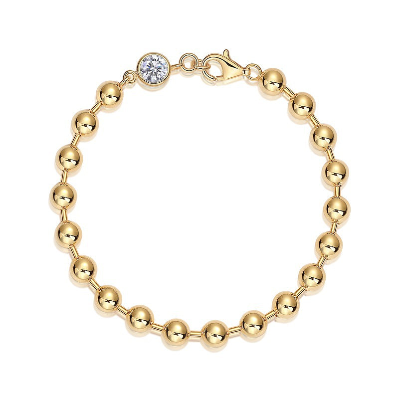 Round-Cut Moissanite Beaded Station Bracelet in 925 Sterling Silver