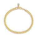 Round-Cut Moissanite Cuban Link Charm Bracelet in 925 Sterling Silver