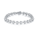 Round-Cut Moissanite Bubble Bezel Tennis Bracelet in 925 Sterling Silver