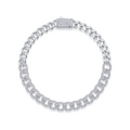 Round Moissanite Pave Cuban Link Bracelet in 925 Sterling Silver