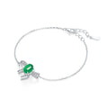 Oval Green Chalcedony Bowknot Pave Bracelet in 925 Sterling Silver