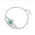 Round Green Chalcedony Floral Cluster Bracelet in 925 Sterling Silver