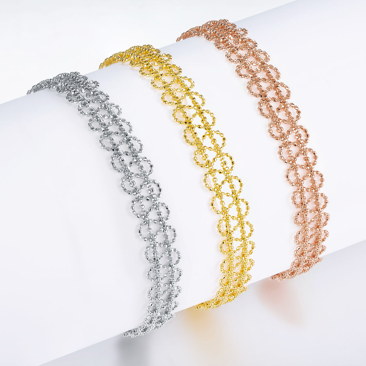 Italian Lace-Inspired Beaded Link Bracelet in 925 Sterling Silver