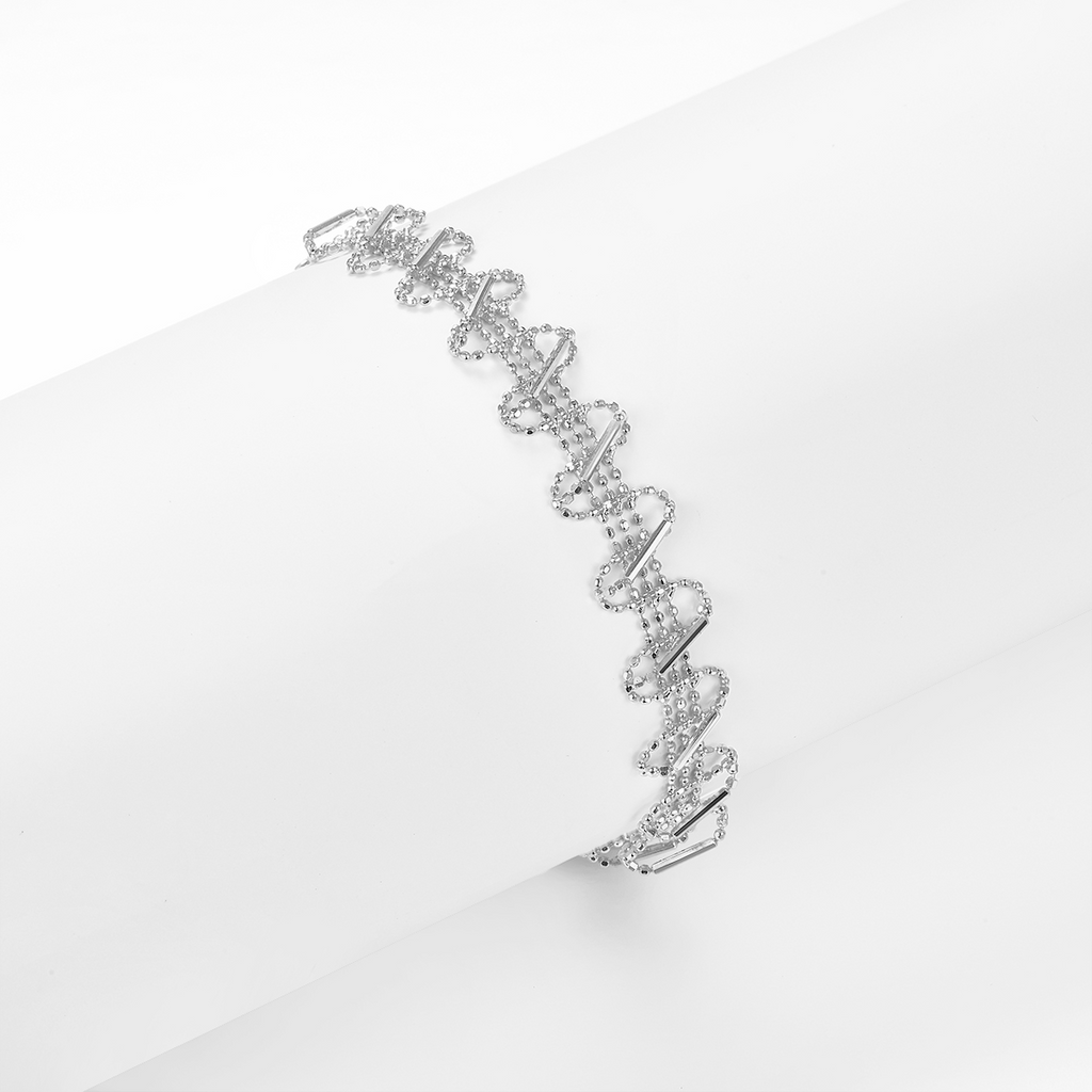 Italian Lace Woven Link Bracelet in 925 Sterling Silver