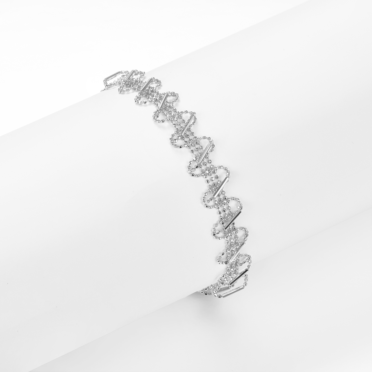Italian Lace Woven Link Bracelet in 925 Sterling Silver