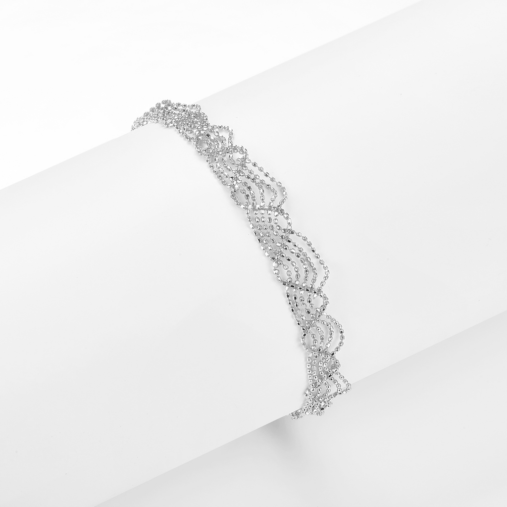 Italian Lace-Inspired Beaded Weave Bracelet in 925 Sterling Silver