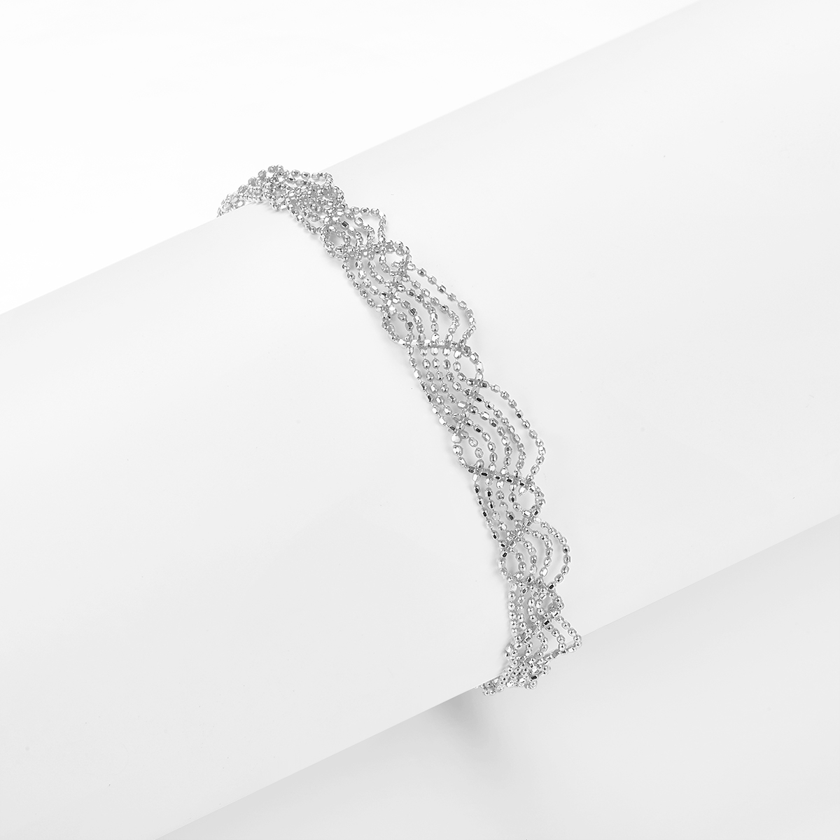 Italian Lace-Inspired Beaded Weave Bracelet in 925 Sterling Silver