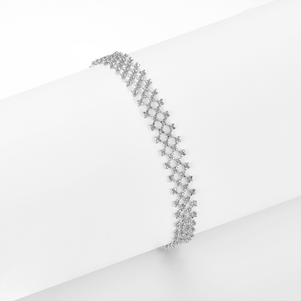 Italian Lace Floral Openwork Link Bracelet in 925 Sterling Silver