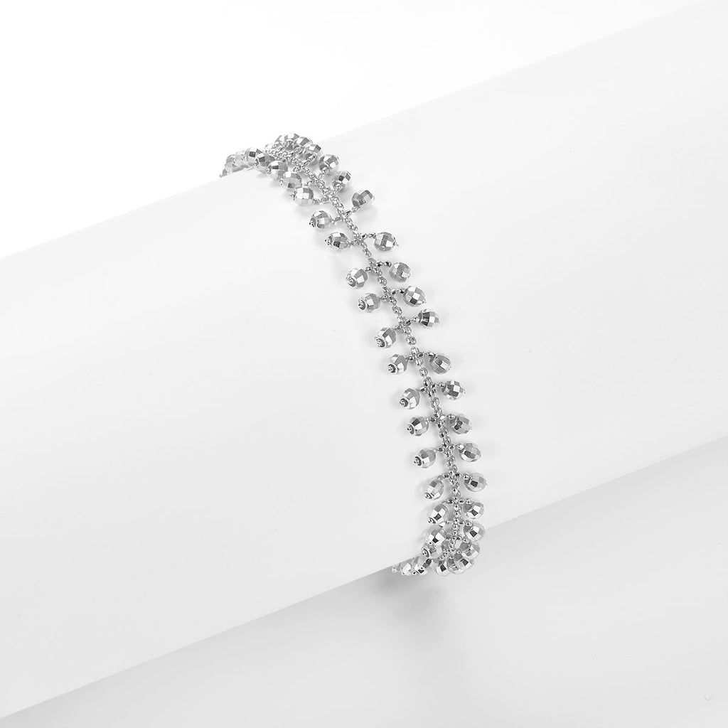 Italian Lace-Inspired Beaded Fringe Bracelet in 925 Sterling Silver
