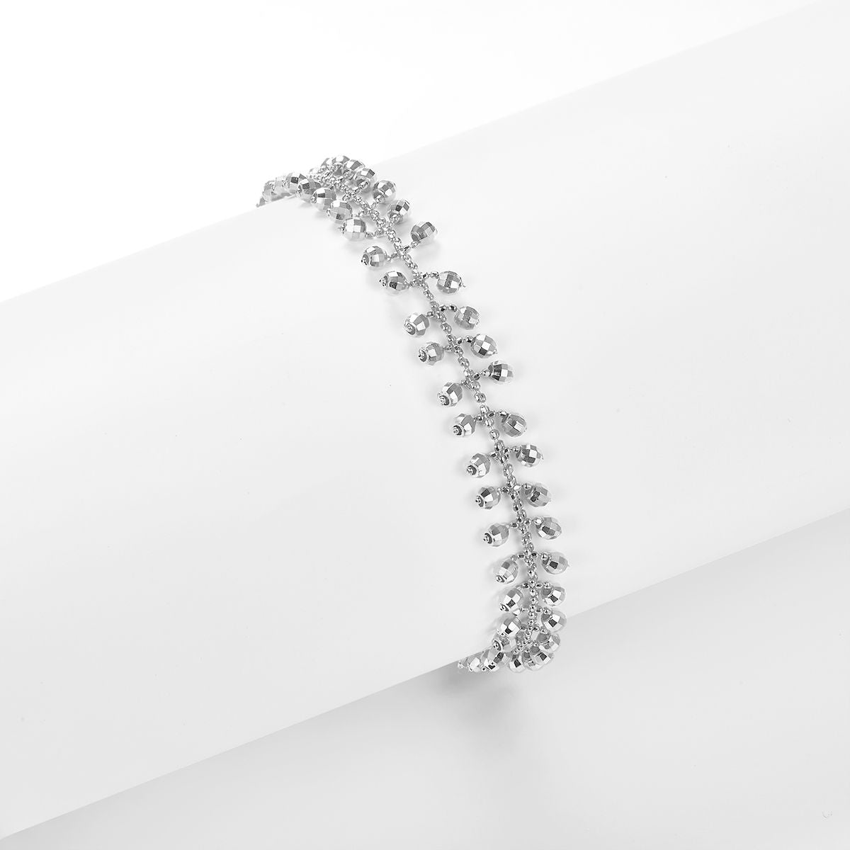 Italian Lace-Inspired Beaded Fringe Bracelet in 925 Sterling Silver