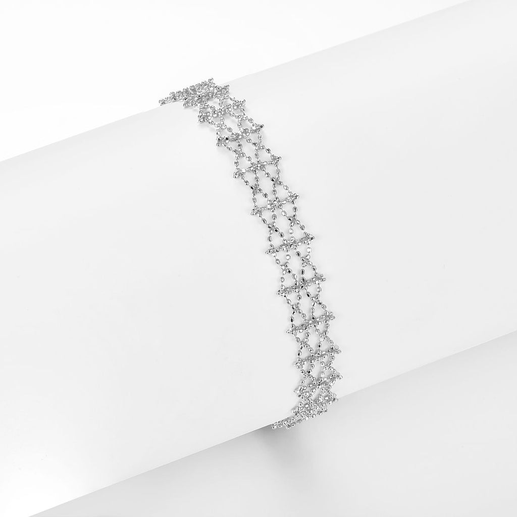 Italian Lace Openwork Lattice Bracelet in 925 Sterling Silver