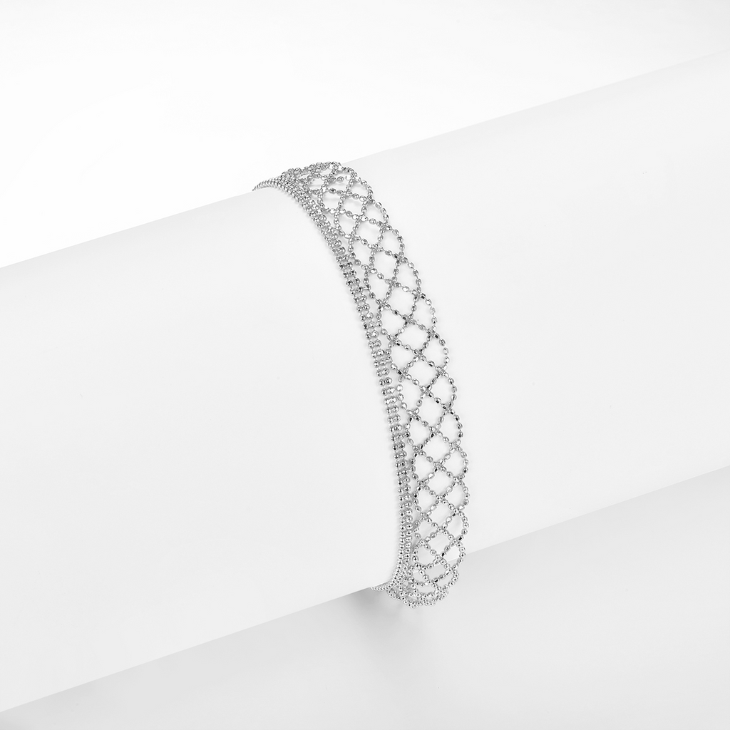 Stone-Free Italian Lace Lattice Chain Bracelet in 925 Sterling Silver
