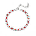 Bicolor Crystal Italian Woven Bracelet in 925 Sterling Silver