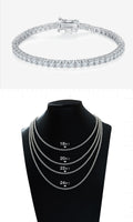 Round-Cut Moissanite Four-Prong Tennis Bracelet Necklace in 925 Sterling Silver