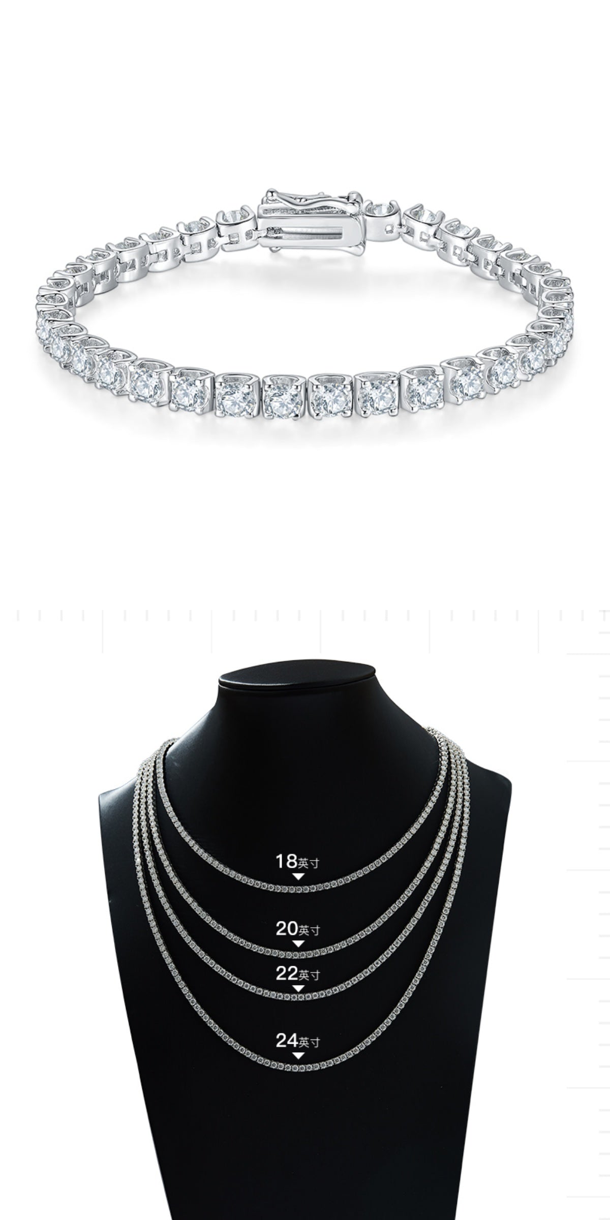 Round-Cut Moissanite Classic Bullhead Tennis Chain in 925 Sterling Silver