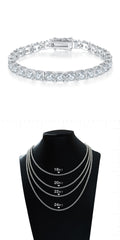 Round-Cut Moissanite Classic Bull Head Tennis Bracelet Necklace in 925 Sterling Silver
