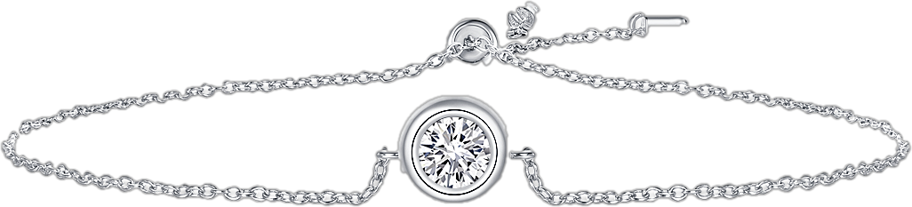 Round-Cut Moissanite Bezel Solitaire Slider Bracelet in 925 Sterling Silver