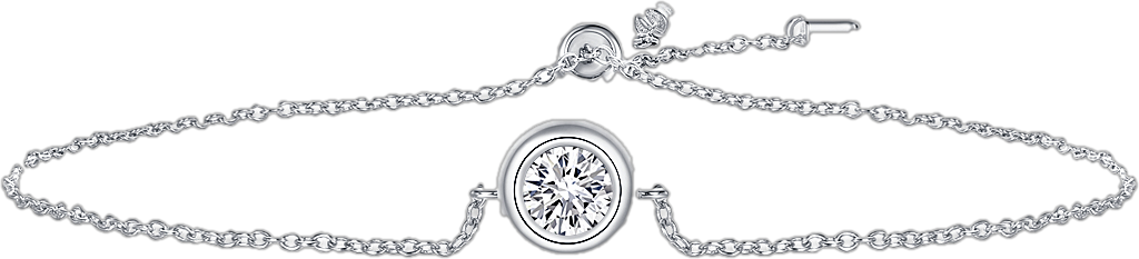 Round-Cut Moissanite Bezel Solitaire Slider Bracelet in 925 Sterling Silver