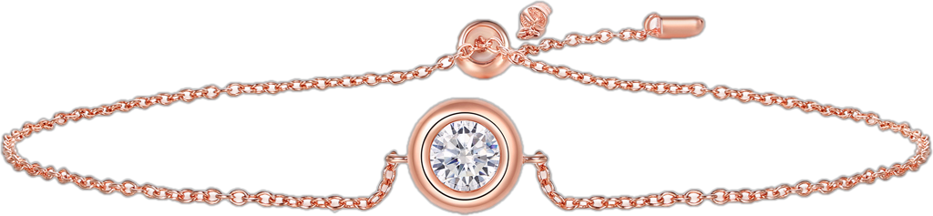 Round-Cut Moissanite Bezel Slider Bracelet in Rose Gold Over Sterling Silver