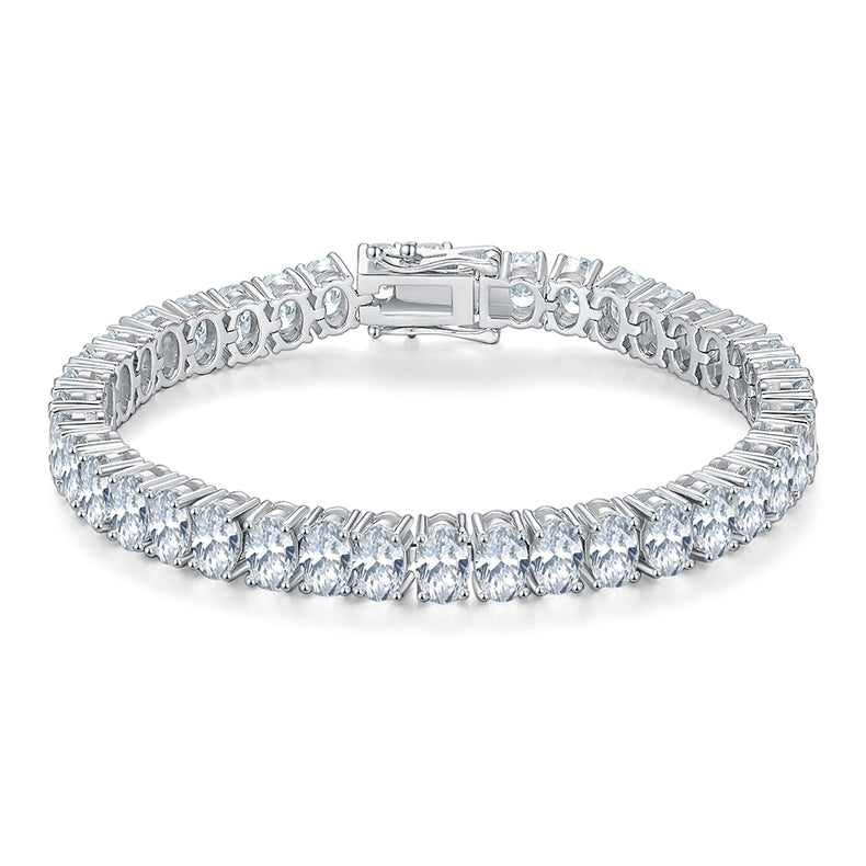 Oval-Cut Moissanite Classic Tennis Bracelet in 925 Sterling Silver