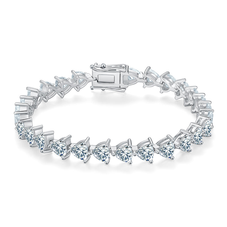 Triangle-Cut Moissanite Geometric Tennis Bracelet in 925 Sterling Silver