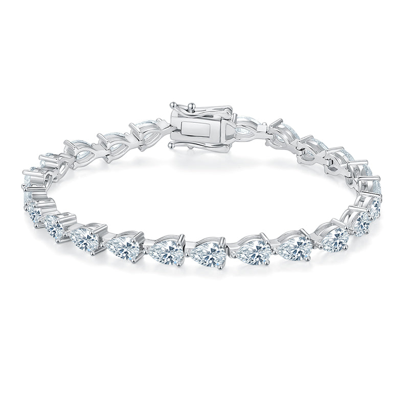 Pear-Cut Moissanite Tennis Bracelet in 925 Sterling Silver