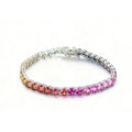 Round-Cut Lab-Created Rainbow Gemstone Tennis Bracelet in 925 Sterling Silver