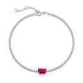 Emerald-Cut Lab Ruby Tennis Bracelet in 925 Sterling Silver