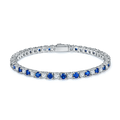 Round-Cut Lab-Created Gemstone Alternating Tennis Bracelet in 925 Sterling Silver