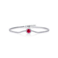 Lab-Created Ruby Round Halo Tennis Bracelet in 925 Sterling Silver