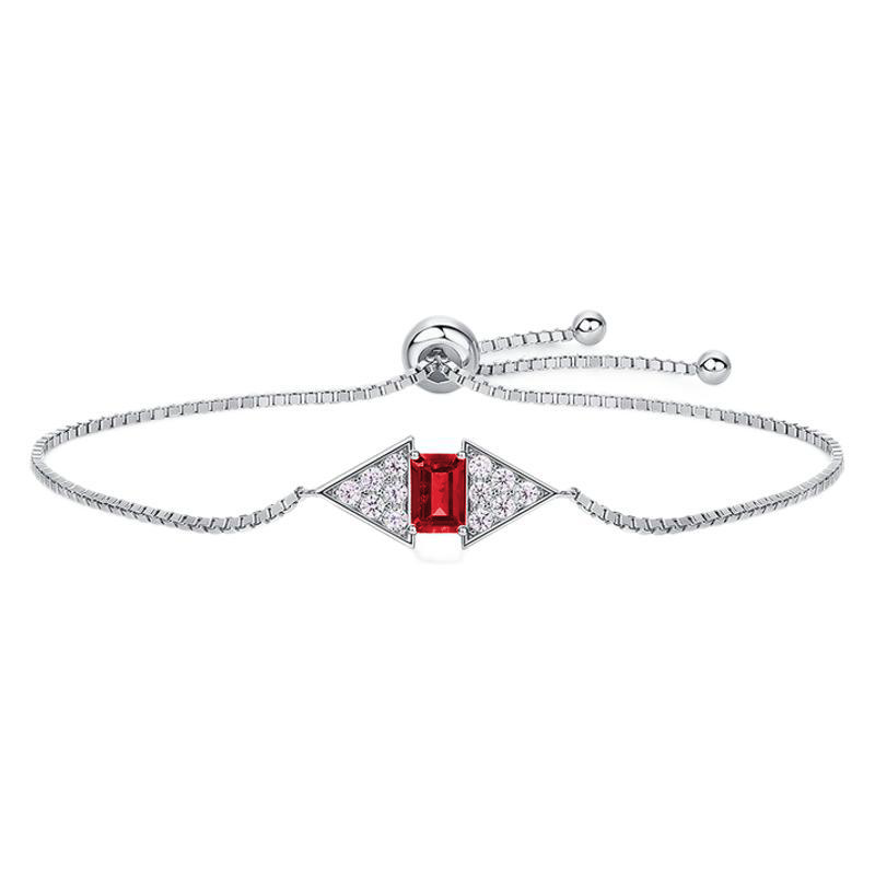 Emerald-Cut Lab Gemstone Art Deco Slider Bracelet in 925 Sterling Silver