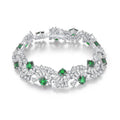 Cushion-Cut Lab Emerald Floral Cluster Tennis Bracelet in 925 Sterling Silver