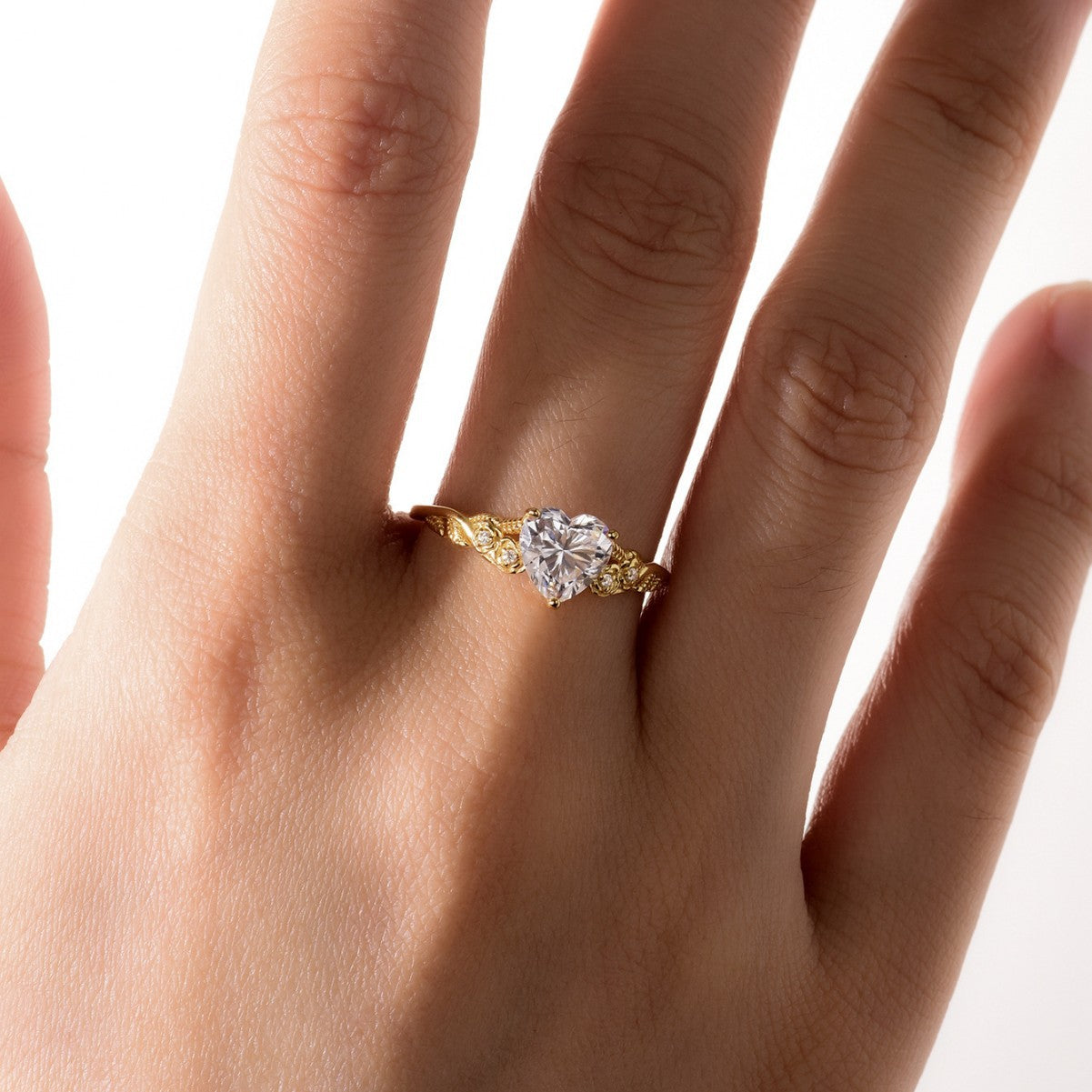 Romantic Heart Shaped Moissanite 925 Sterling Silver Ring