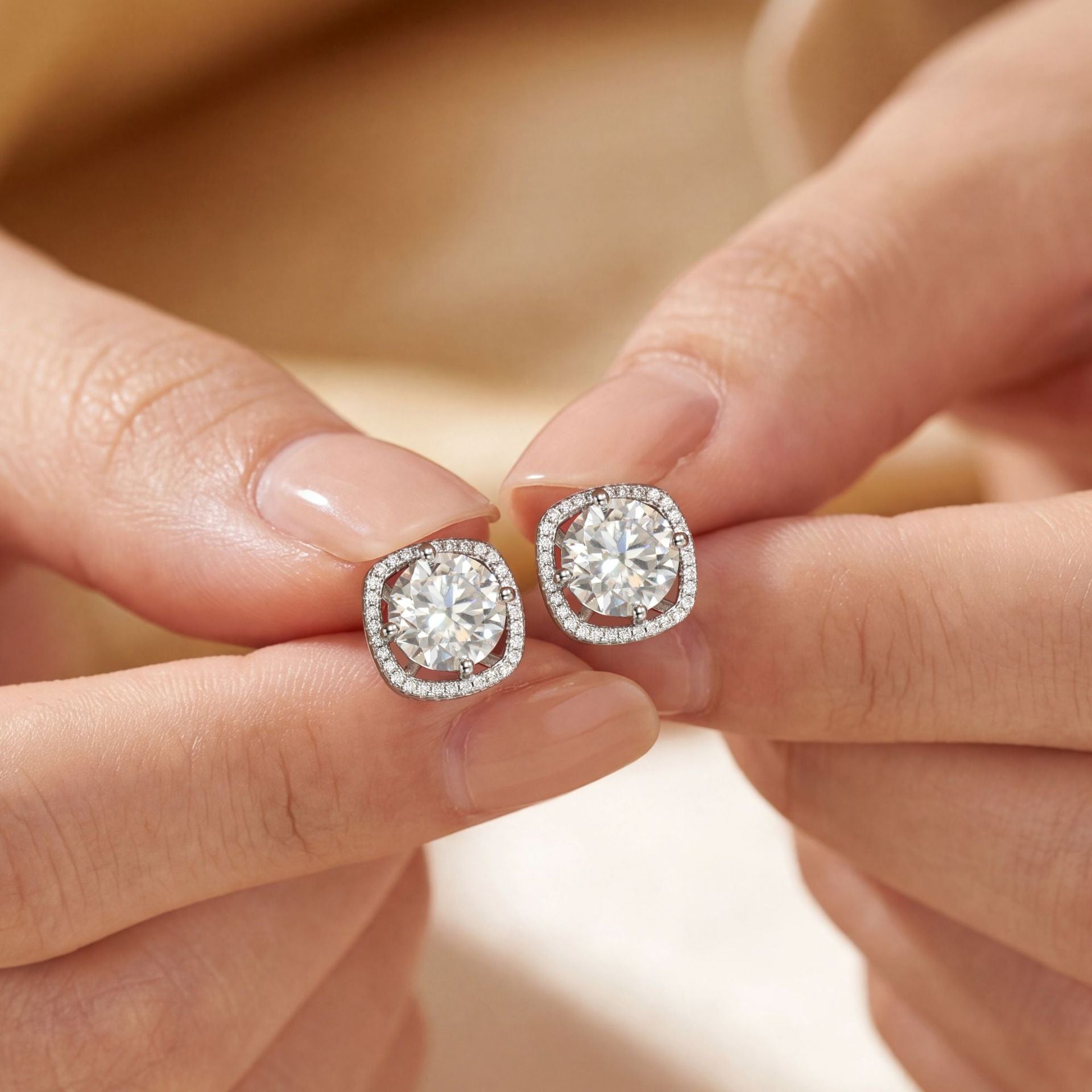 White D Color Moissanite Cushion 925 Sterling Silver Earrings