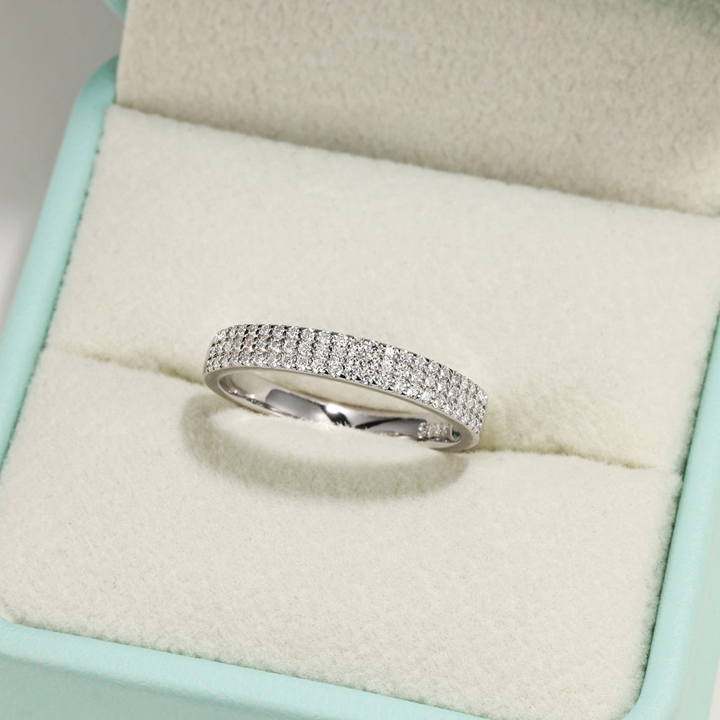 Geometric Multi Row Full Moissanite Ring Inlaid 925 Sterling Silver Ring