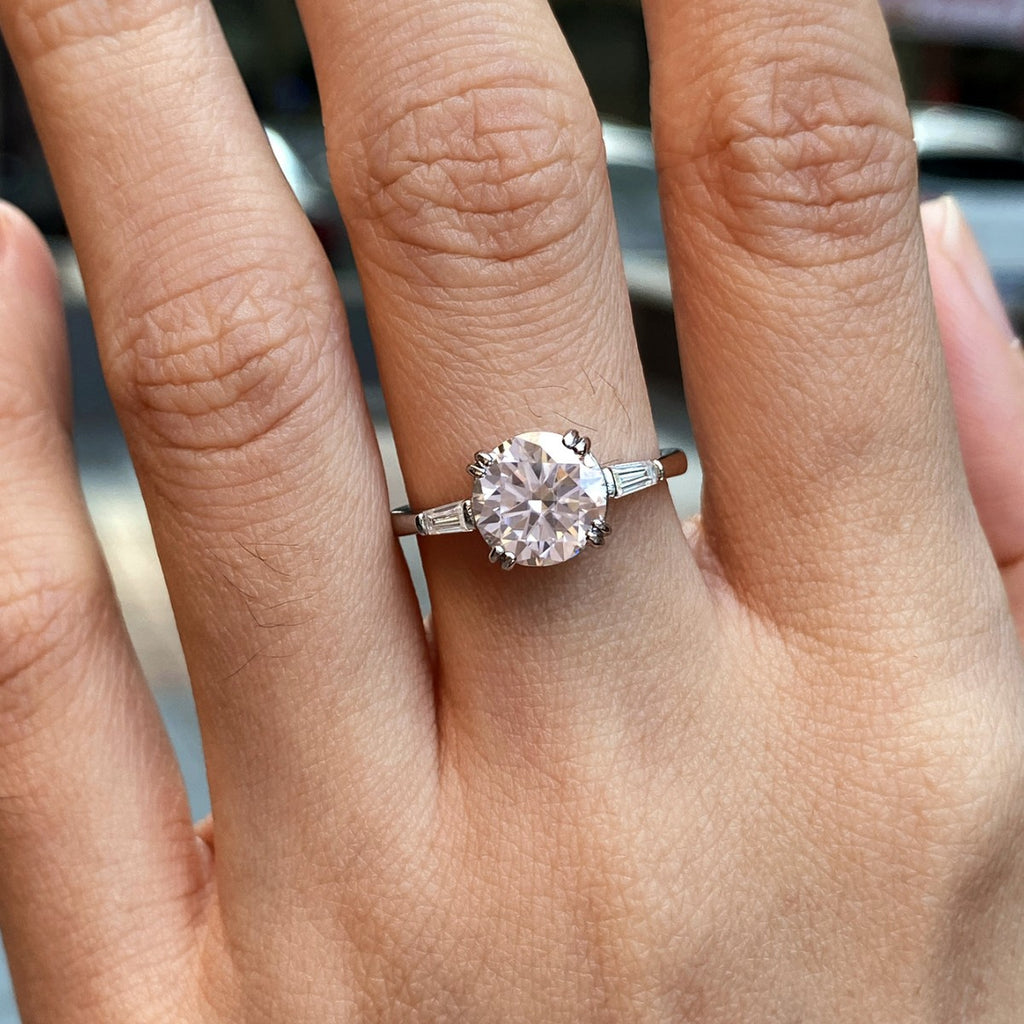 Classic Round Moissanite  925 Sterling Silver Ring