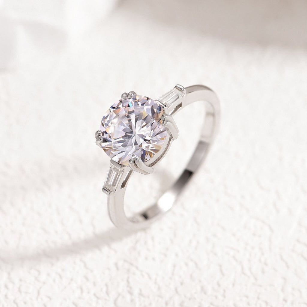 Classic Round Moissanite  925 Sterling Silver Ring