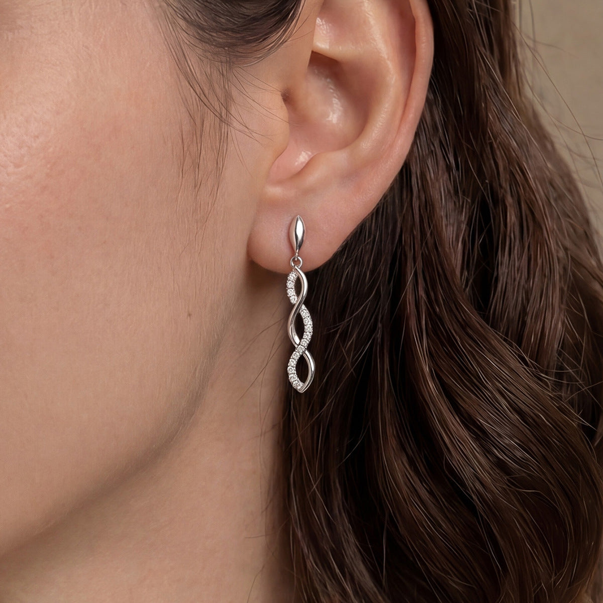 Moissanite Twist Infinity Drop Earrings In 925 Sterling Silver Geometric Dangle Earrings