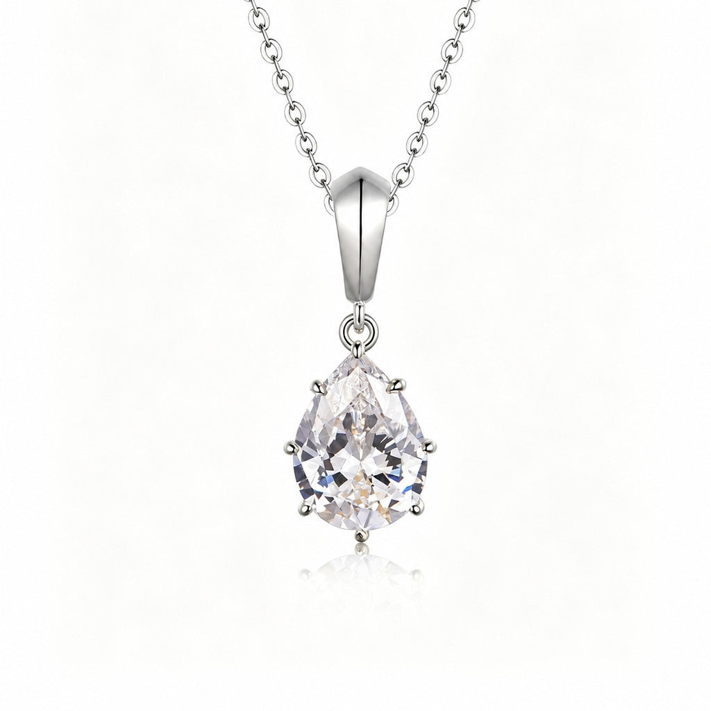 Pear Cut D Color Moissanite Necklace 925 Sterling Silver