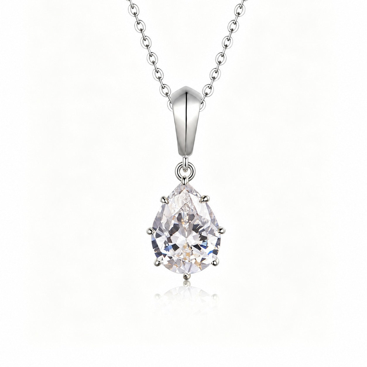 Pear Cut D Color Moissanite Necklace 925 Sterling Silver