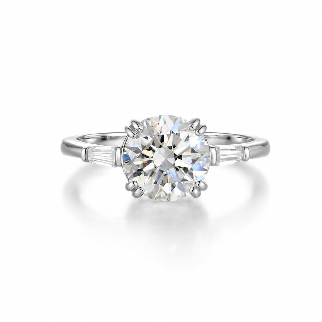 Classic Round Moissanite  925 Sterling Silver Ring