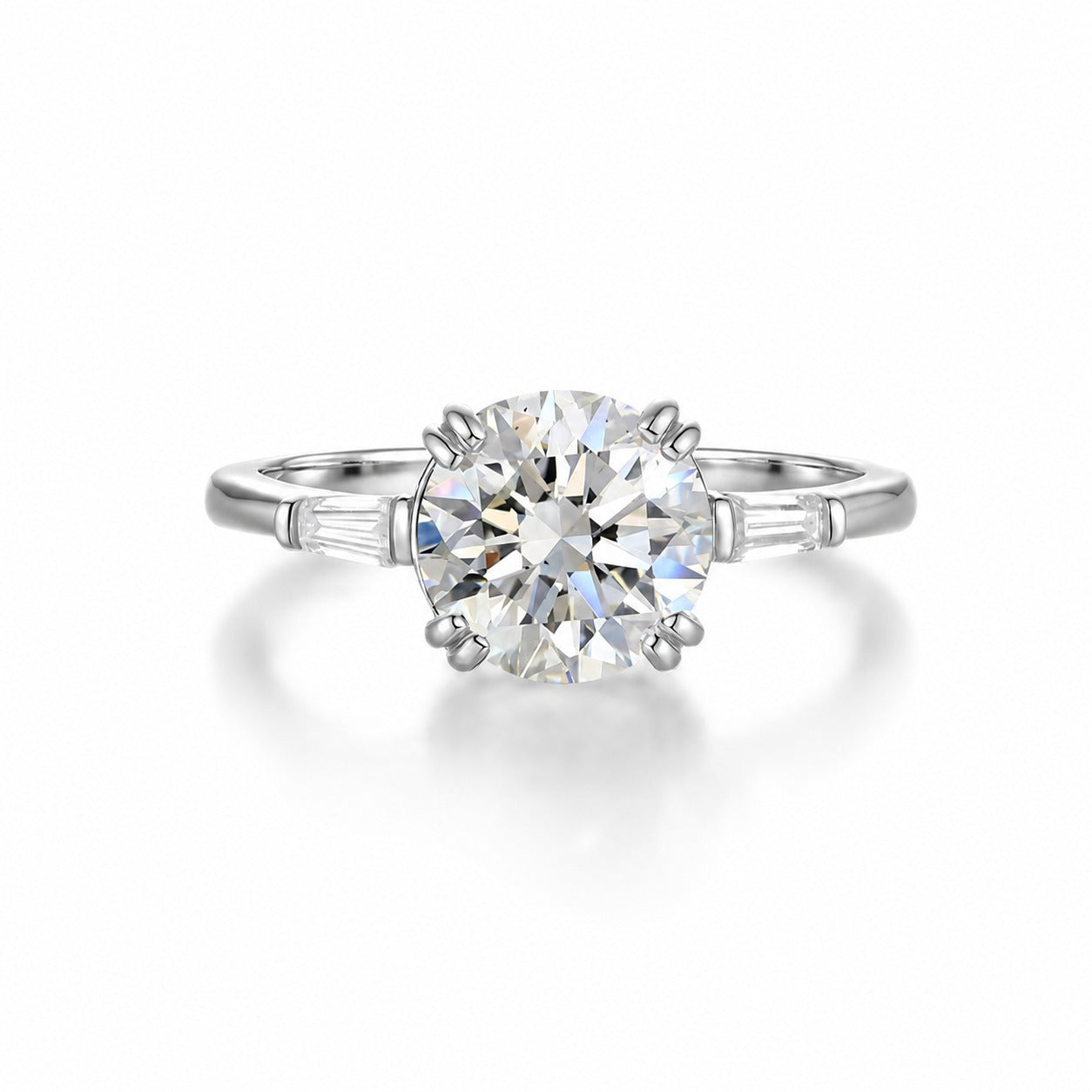 Classic Round Moissanite  925 Sterling Silver Ring