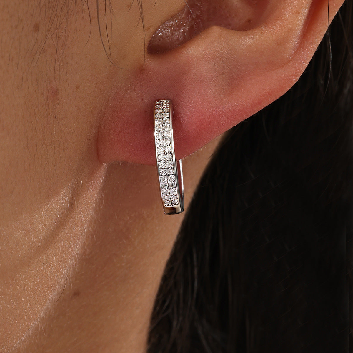 Moissanite Hoop Earrings  925 Sterling Silver Earrings