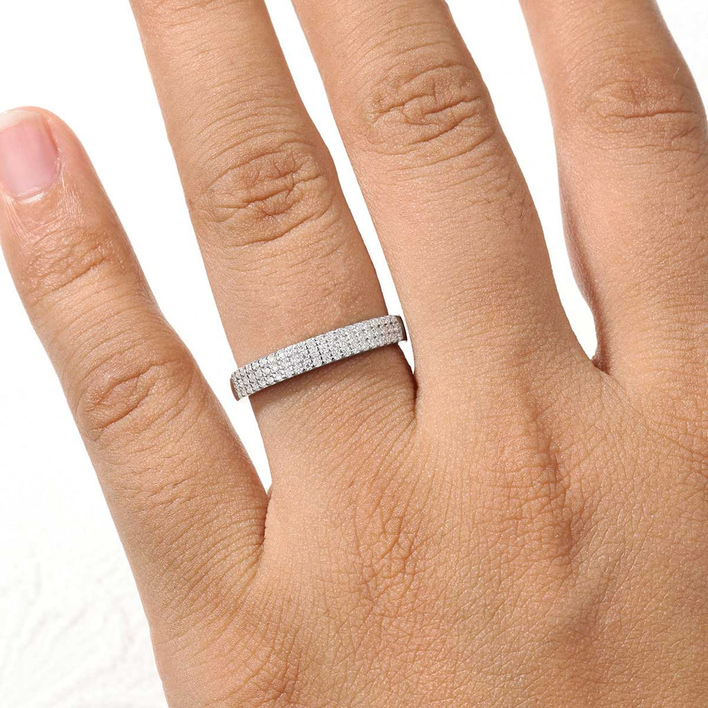 Geometric Multi Row Full Moissanite Ring Inlaid 925 Sterling Silver Ring
