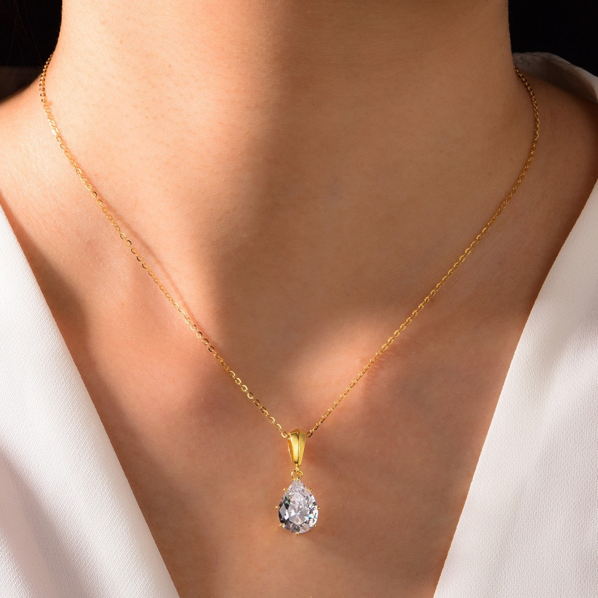 Pear Cut D Color Moissanite Necklace 925 Sterling Silver