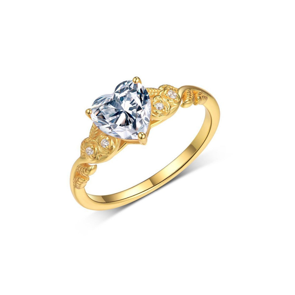 Romantic Heart Shaped Moissanite 925 Sterling Silver Ring