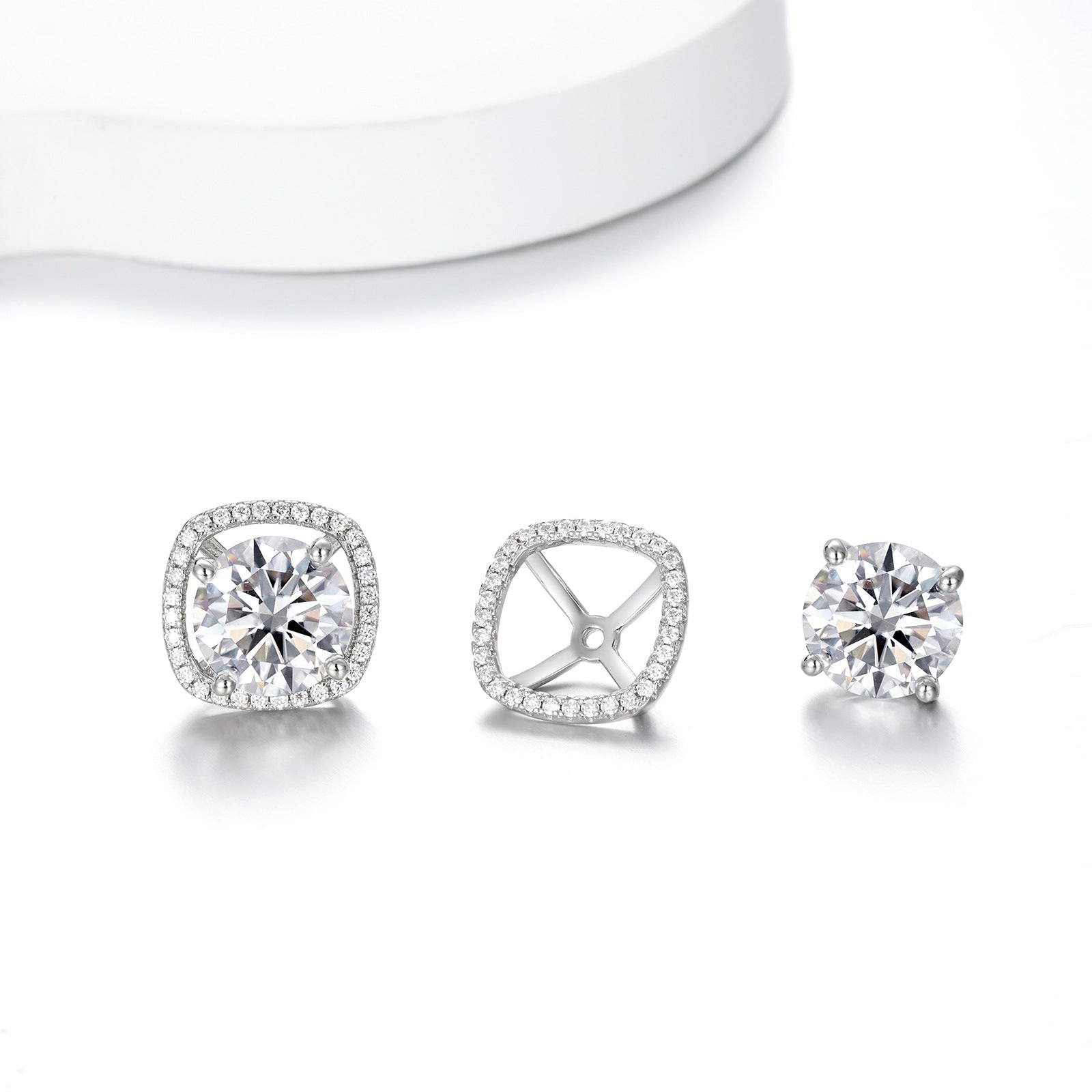 White D Color Moissanite Cushion 925 Sterling Silver Earrings